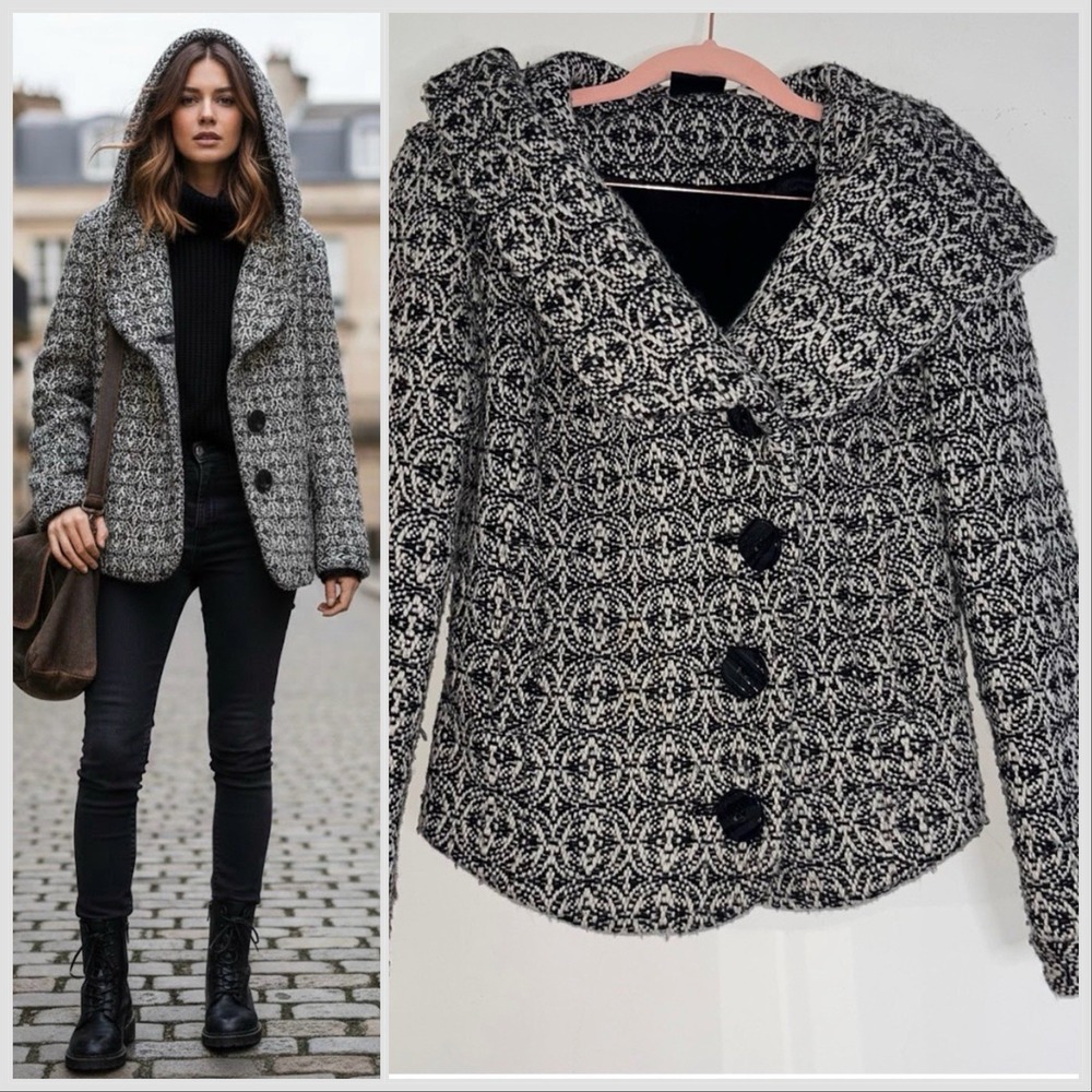 BDG Urban Outfitters Pea Coat XS Twill Wool Retro Y2K Mod Dark Academia Goth